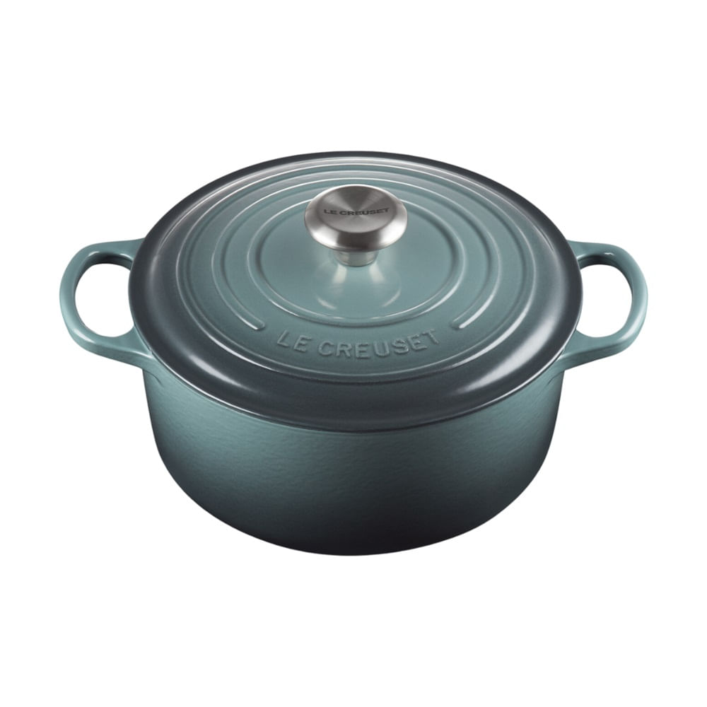 PANELA REDONDA LE CREUSET 22CM SIGNATURE FERRO ESMALTADO - Verde Ocean