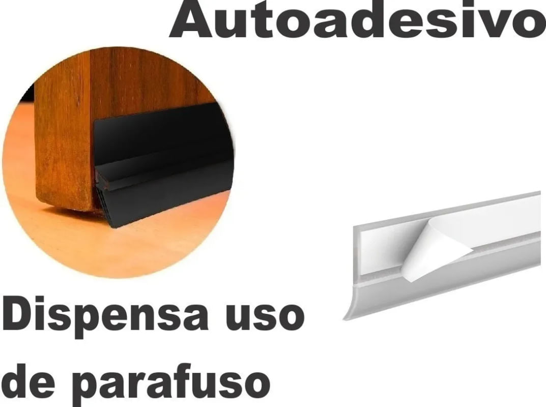 Veda Porta Stamaco 100cm Rodo Protetor De Frestas Adesivo 3m Silicone Preto