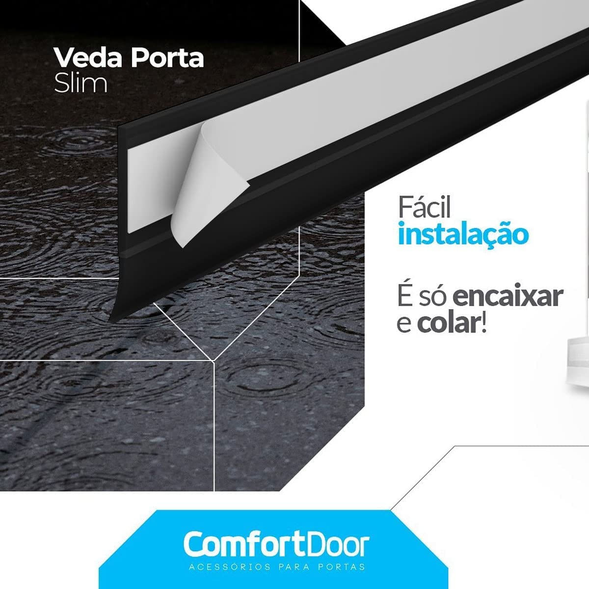 Veda Porta Slim Protetor De Frestas Silicone Adesivo 3M Comfort Door Marrom 90cm