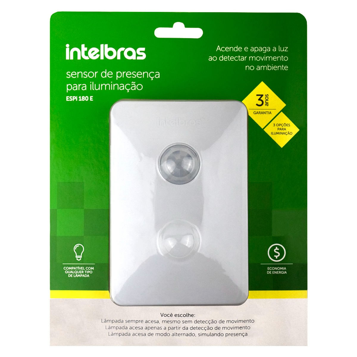 Sensor Presença Interruptor Iluminação Bivolt Intelbras Espi 180 E