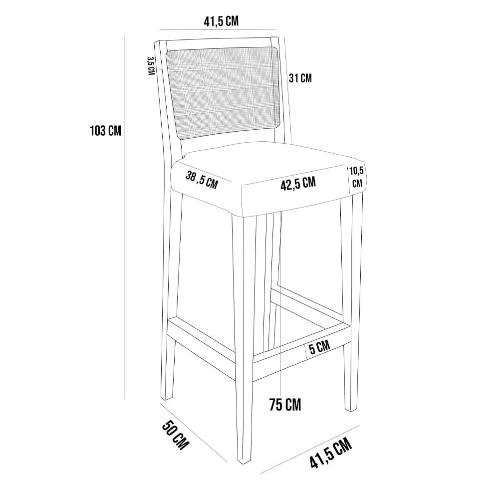 Banqueta Alta Para Cozinha Encosto em Tela Branco Zion L02 Facto Verde Musgo - Lyam Decor