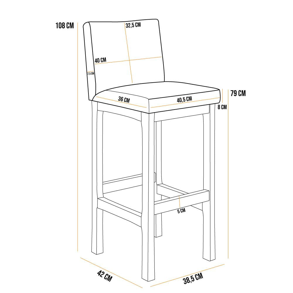 Banqueta Alta Para Cozinha Sala De Jantar Fixa Alya L02 Facto Pérola Metalizado - Lyam Decor