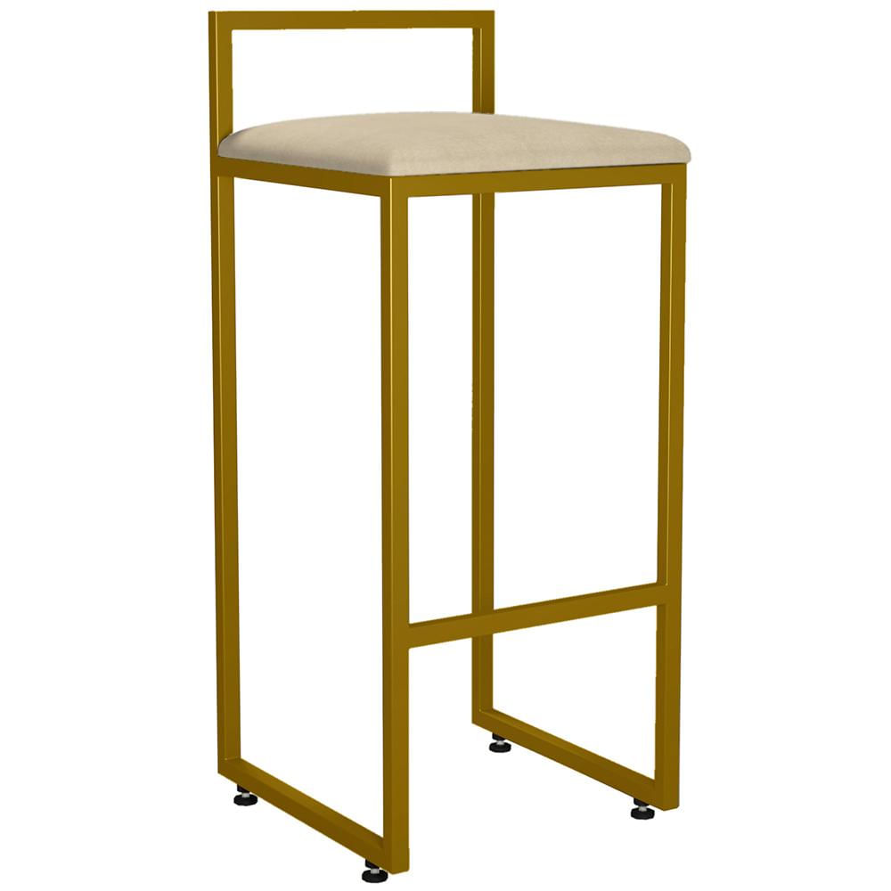 Banqueta Alta Para Cozinha Sala De Jantar Hanna L02 Dourado Suede Bege - Lyam Decor