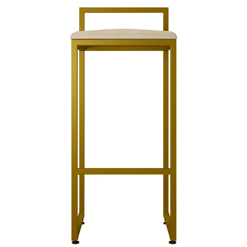 Banqueta Alta Para Cozinha Sala De Jantar Hanna L02 Dourado Suede Bege - Lyam Decor