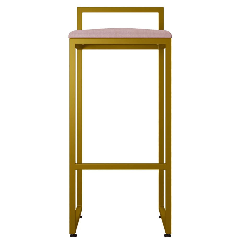 Banqueta Alta Para Cozinha Sala De Jantar Hanna L02 Dourado Suede Rosê - Lyam Decor