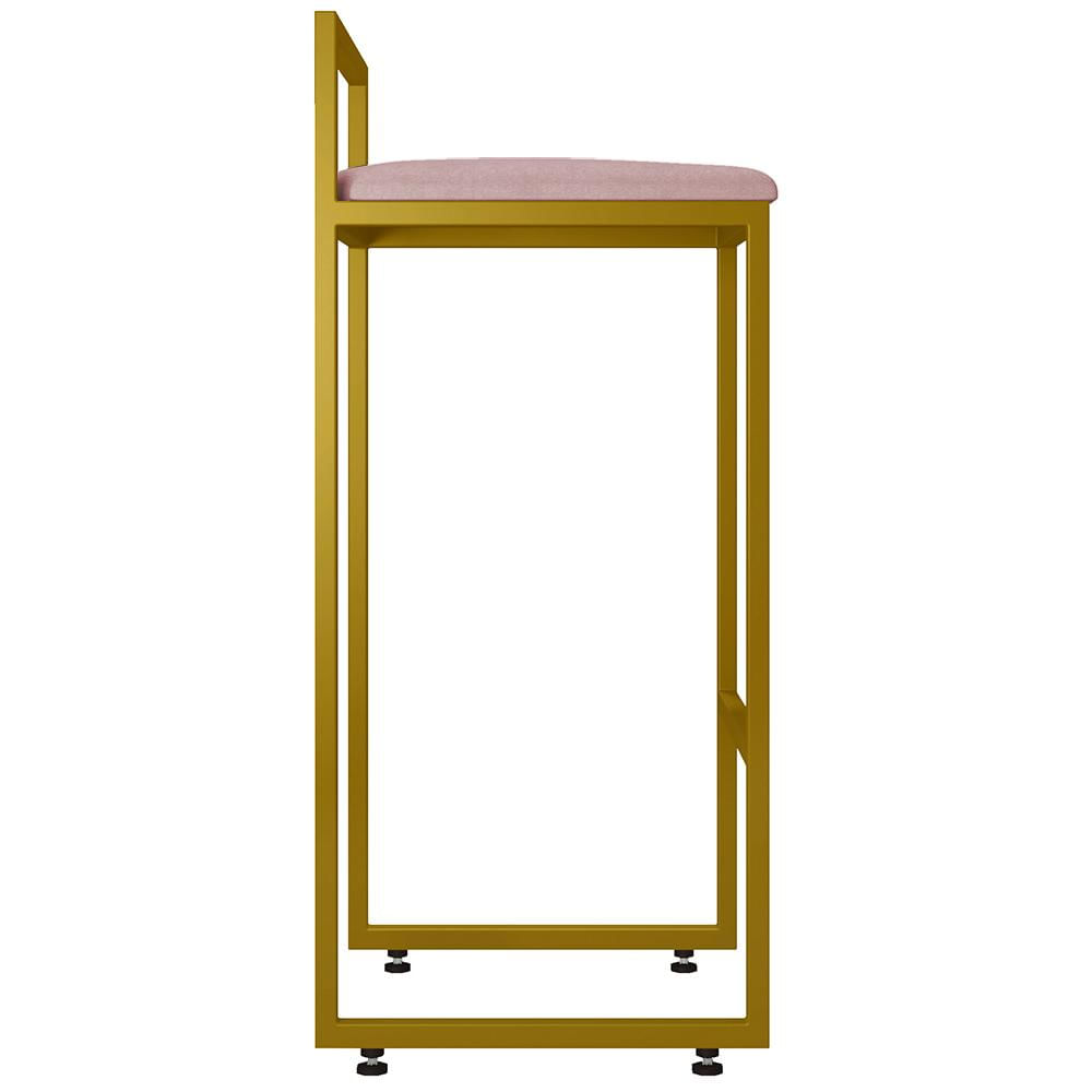 Banqueta Alta Para Cozinha Sala De Jantar Hanna L02 Dourado Suede Rosê - Lyam Decor