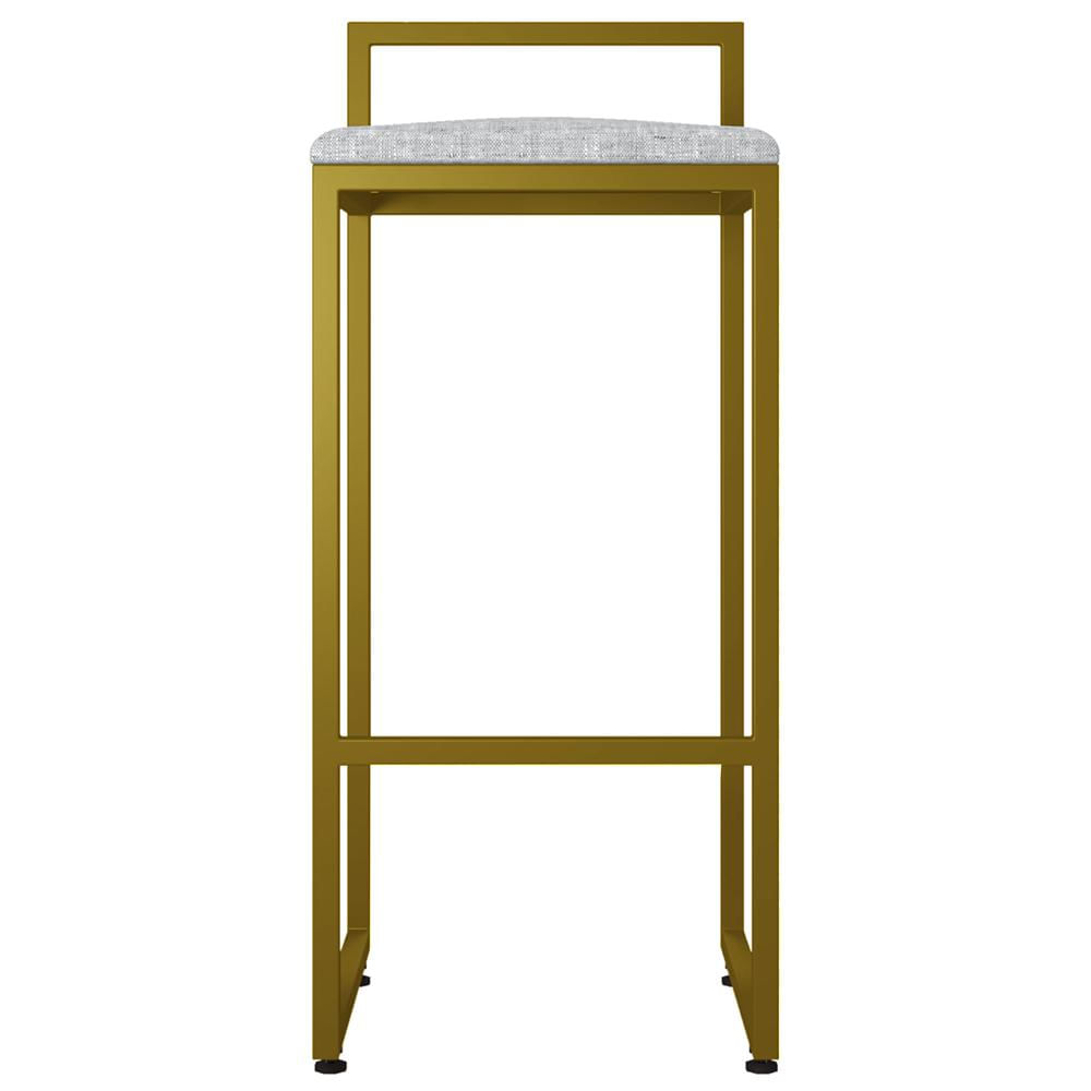 Banqueta Alta Para Cozinha Sala De Jantar Hanna L02 Dourado Linho Cinza - Lyam Decor