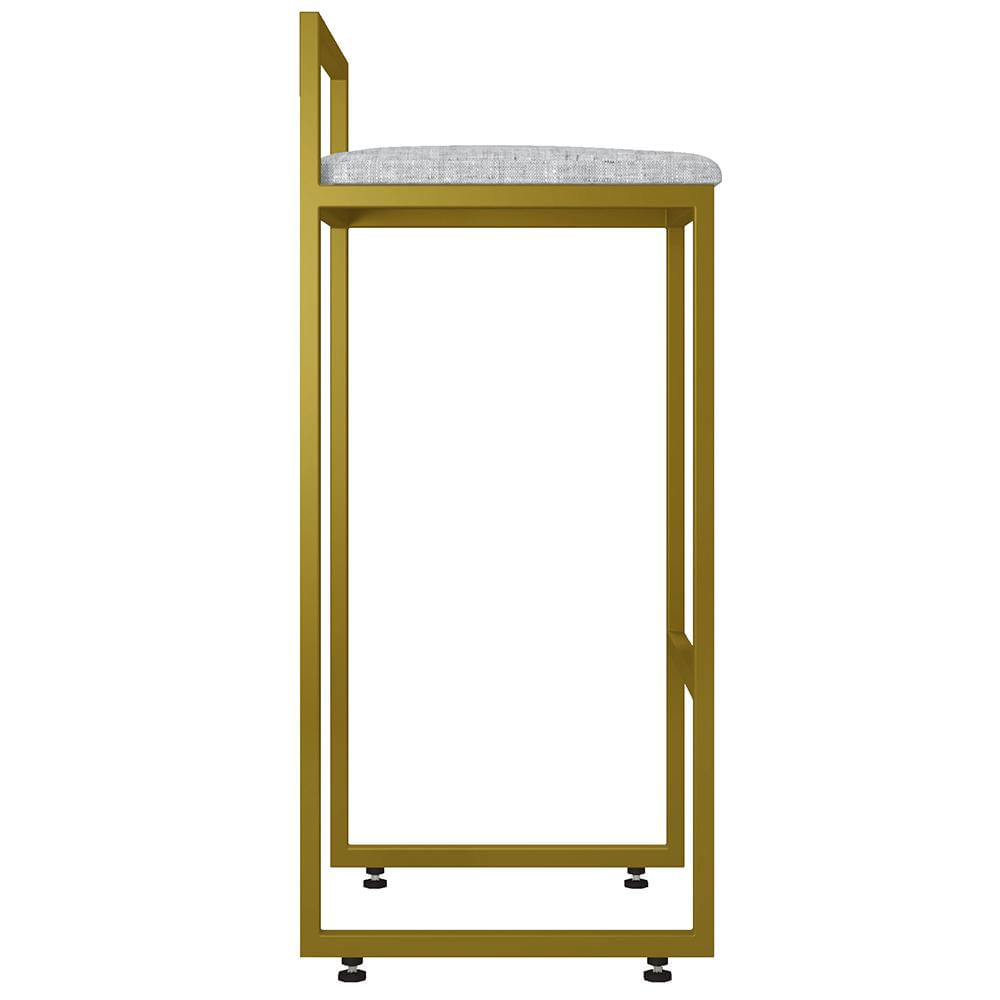 Banqueta Alta Para Cozinha Sala De Jantar Hanna L02 Dourado Linho Cinza - Lyam Decor