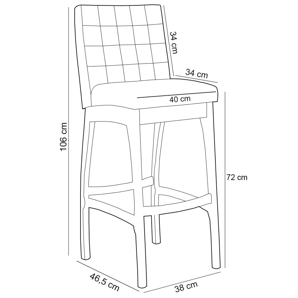 Banqueta Alta Para Cozinha Sala de Jantar Fixa Mila B04 Linho Chumbo - Lyam Decor