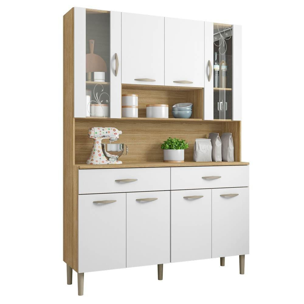 Armário de Cozinha Compacta 121cm Bruna K02 Freijó/Supremo - Mpozenato