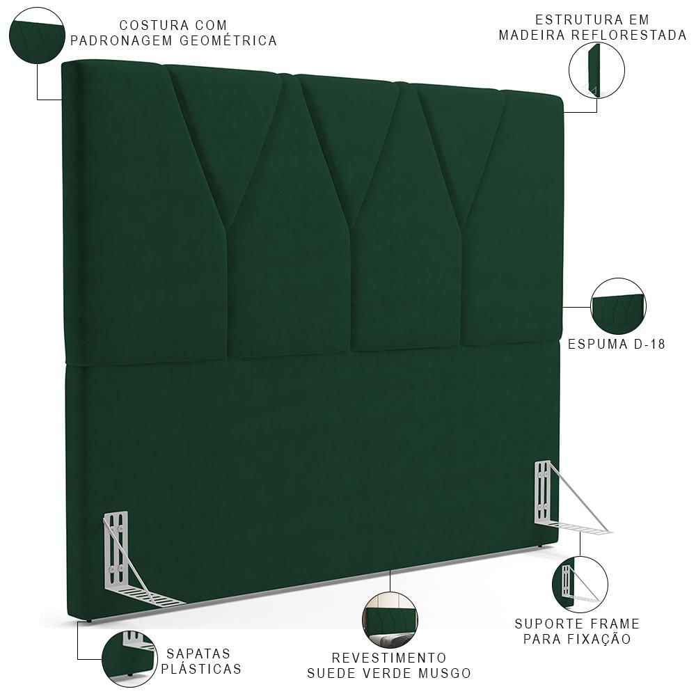 Cabeceira Cama Box Casal 140cm Aura Suede W01 Verde - Mpozenato