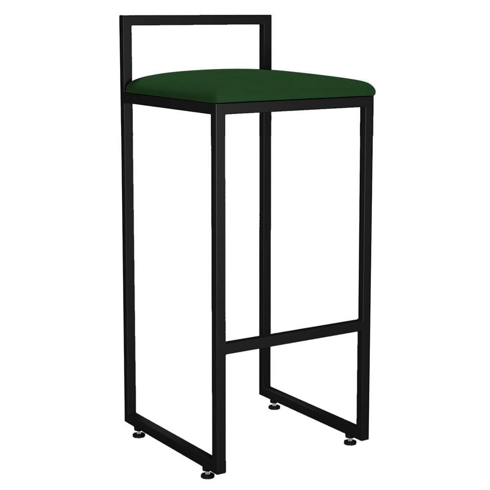 Banqueta Alta Para Cozinha Sala de Jantar Hanna L02 Preto Suede Verde Musgo - Lyam Decor