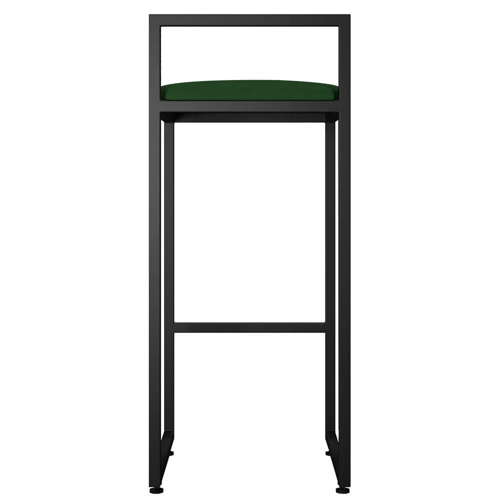 Banqueta Alta Para Cozinha Sala de Jantar Hanna L02 Preto Suede Verde Musgo - Lyam Decor