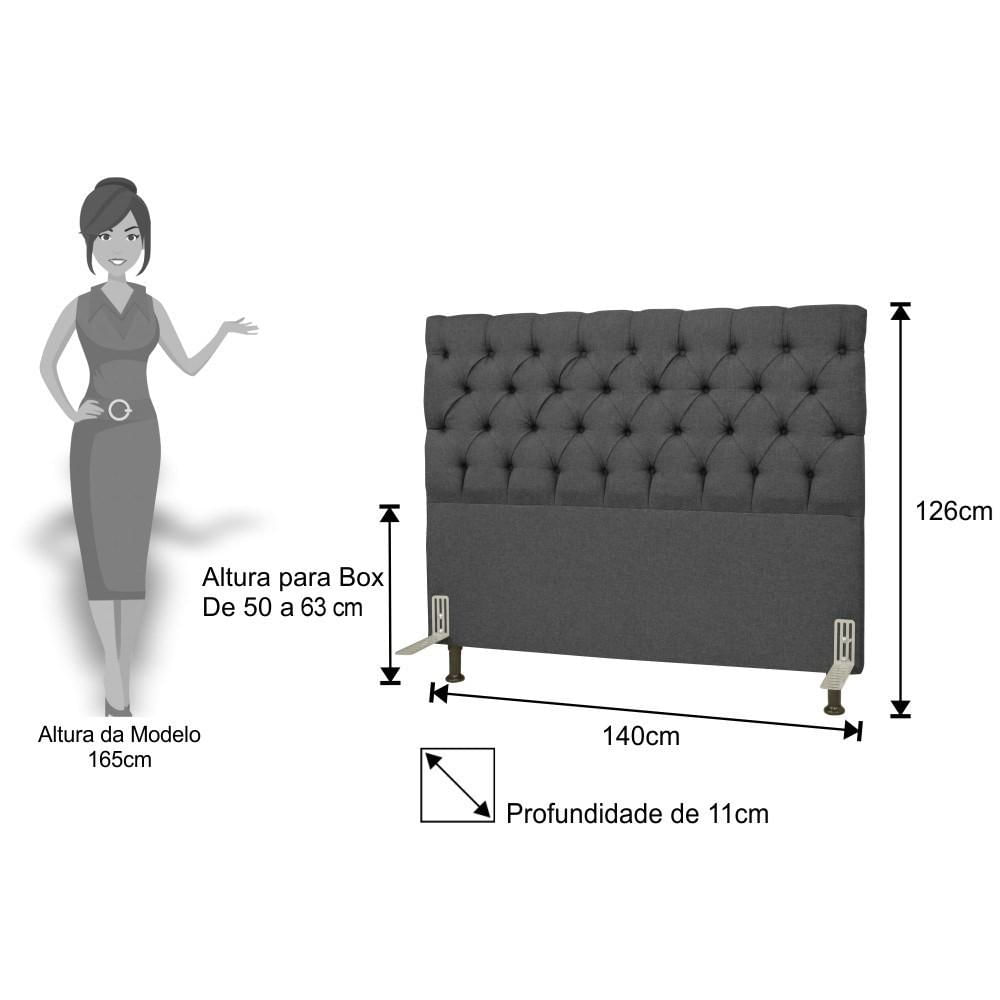 Cabeceira Cama Box Casal 140cm Cristal Linho Cinza - JS Móveis