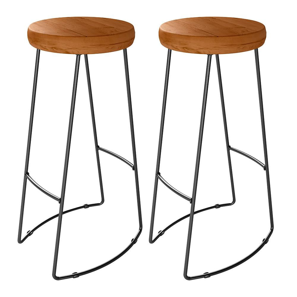 Kit 02 Banquetas Altas Industrial Para Cozinha Sala de Jantar Maia  D01 Peroba Rosa - Lyam Decor