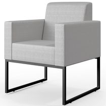 Poltrona Para Sala De Estar Base Fixa De Metal Helô L02 Facto Cinza Metalizado - Lyam Decor
