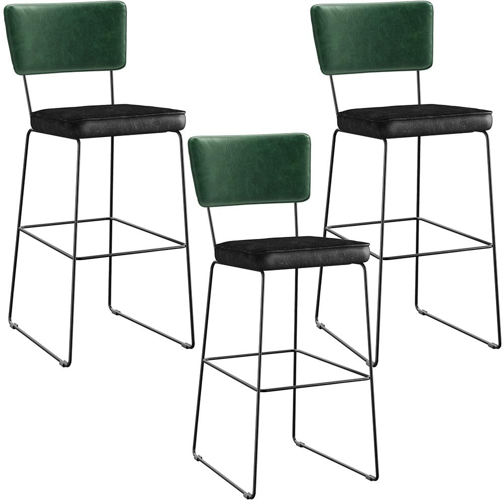 Kit 03 Banquetas Altas Sala Jantar Fixa Allana L02 Facto Verde Musgo Couríssimo Preto - Lyam Decor