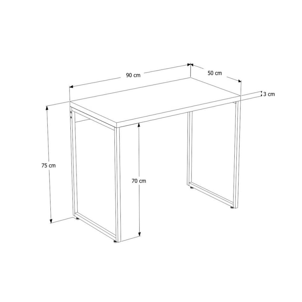 Kit 02 Mesas Para Escritório e Home Office Industrial Aspen 90 cm C01 Carvalho Dark - Lyam Decor