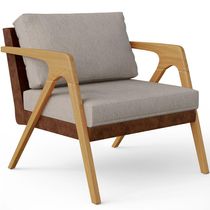 Poltrona Decorativa Para Sala De Estar Pietra L02 Couríssimo Marrom Linho Bege - Lyam Decor