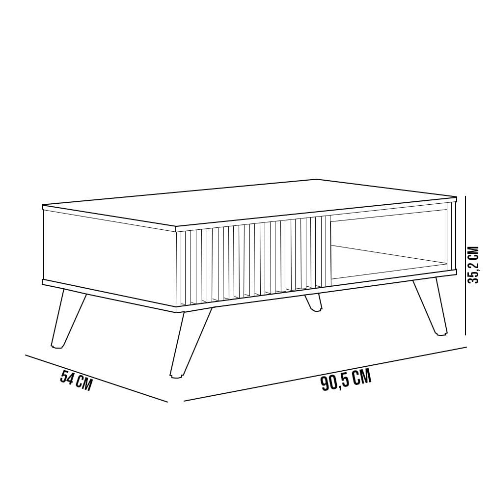 Mesa De Centro Para Sala De Estar 01 Nicho Delta C04 Freijó Off White - Lyam Decor