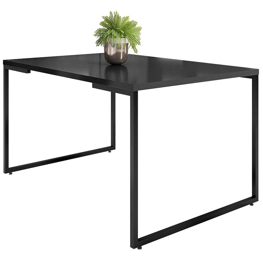 Mesa de Jantar 4 Lugares Retangular Rivera F01 Industrial 136 Cm Preto Fosco - Lyam Decor