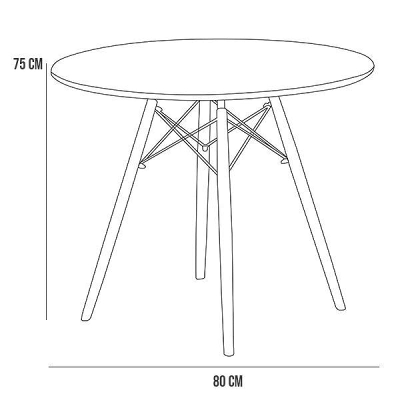 Mesa De Jantar Redonda Eiffel Charles Eames F03 80 cm Branco - Lyam Decor