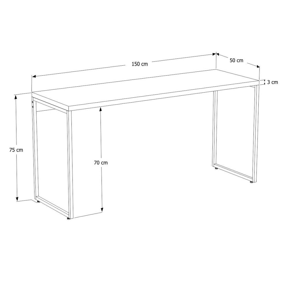 Mesa Para Escritório e Home Office Industrial Aspen 150 cm C01 Carvalho Dark - Lyam Decor