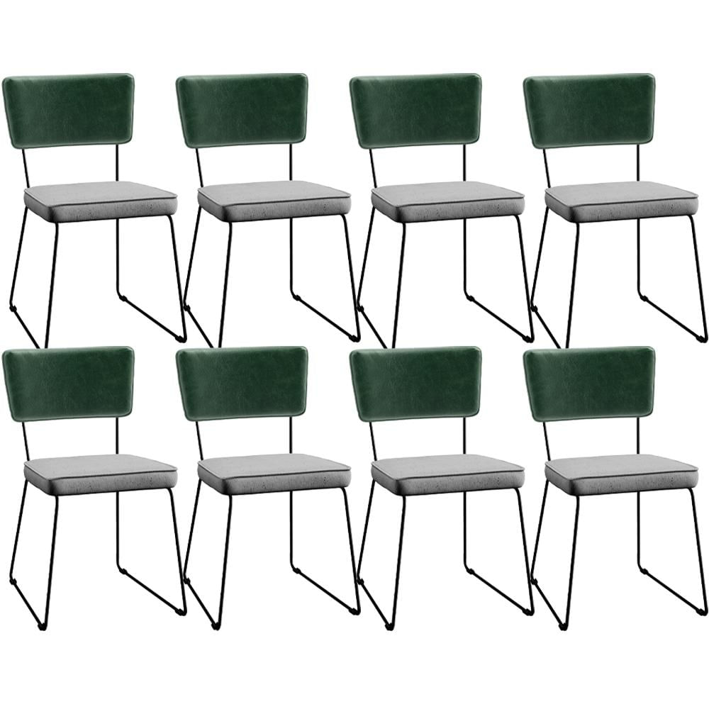 Kit 08 Cadeiras Decorativas Sala Jantar Allana L02 Facto Verde Musgo Linho Cinza - Lyam Decor