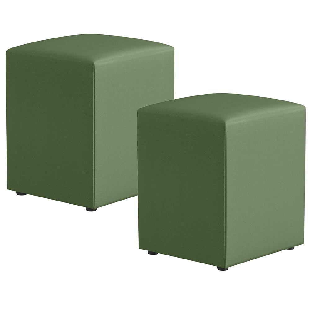 Kit 02 Puffs Quadrado L02 Decorativo Facto Verde - Lyam Decor