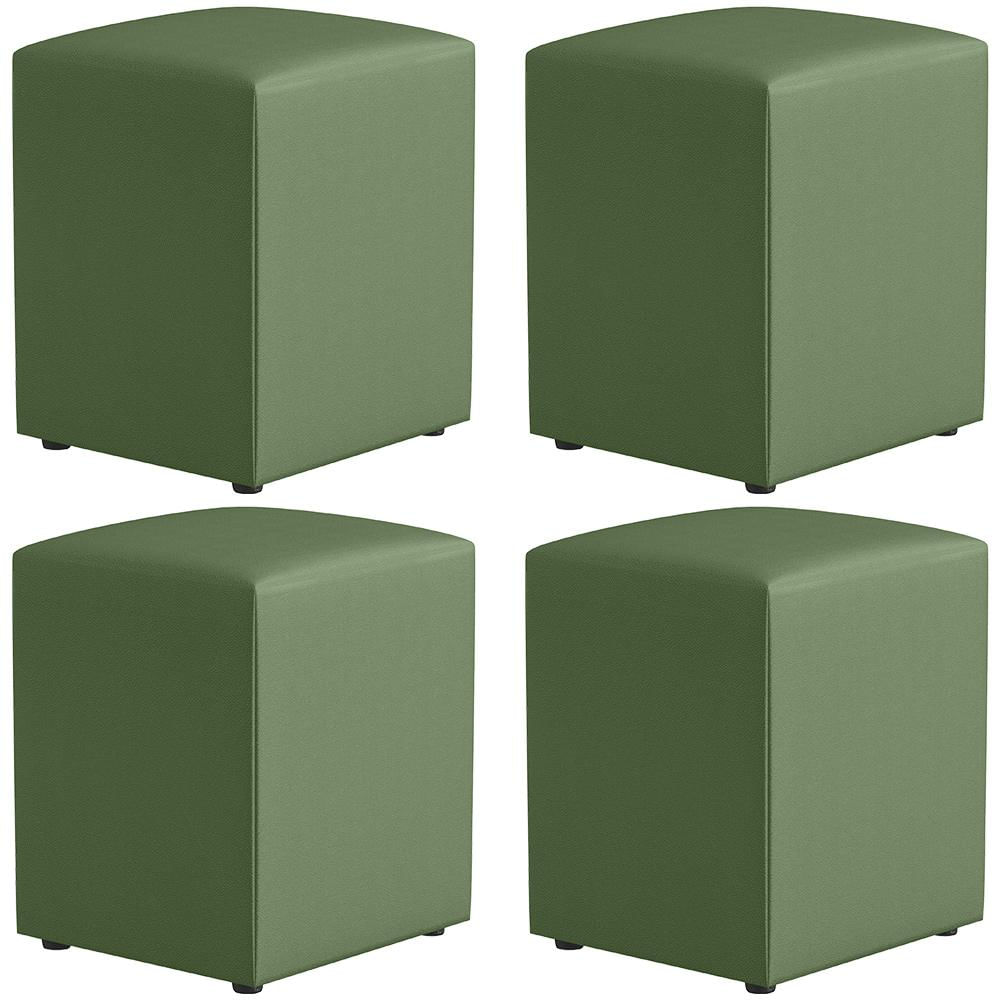 Kit 04 Puffs Quadrado L02 Decorativo Facto Verde - Lyam Decor