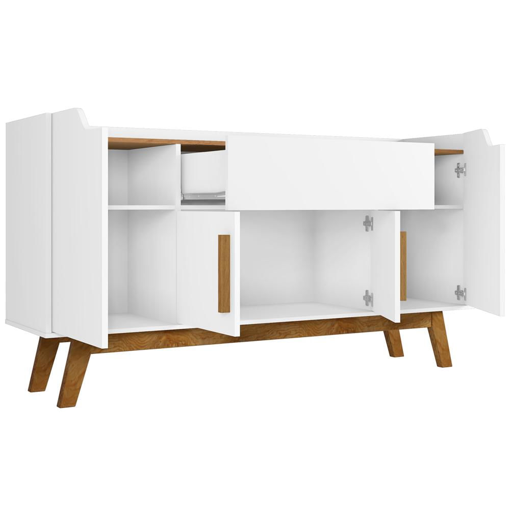 Aparador Buffet Sala de Jantar Future B02 Branco Cinamomo com Espelho Adnet 54 cm Preto - Lyam Decor