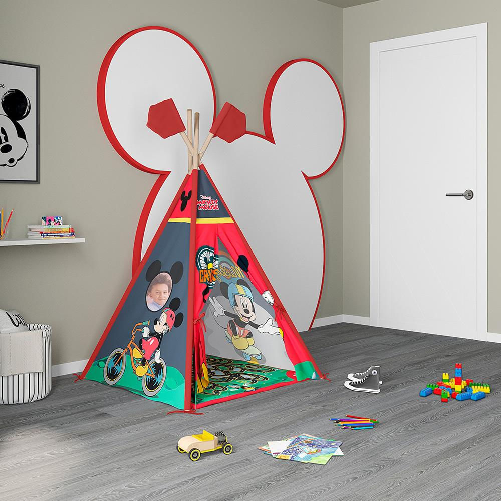 Cabana Infantil Quarto Tenda Little Hut P04 Preto Vermelho - Lyam Decor