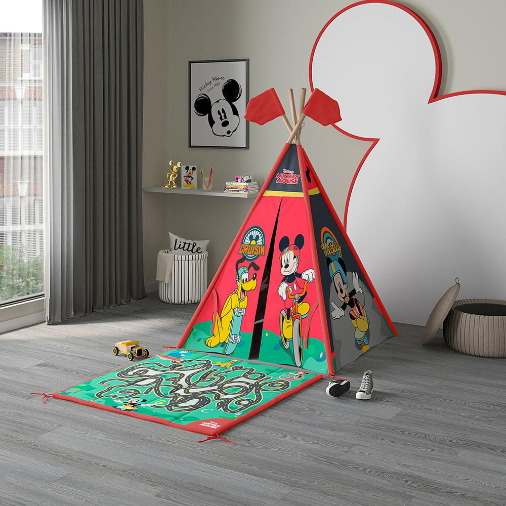 Cabana Infantil Quarto Tenda Little Hut P04 Preto Vermelho - Lyam Decor