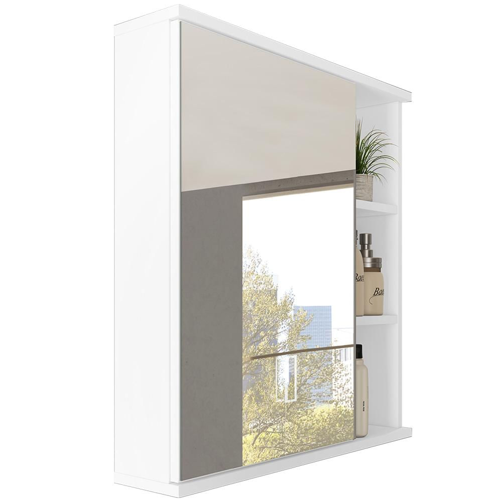 Conjunto Para Banheiro Gabinete 01 Gaveta Com Cuba E Armário Aéreo Bia B06 Branco - Lyam Decor