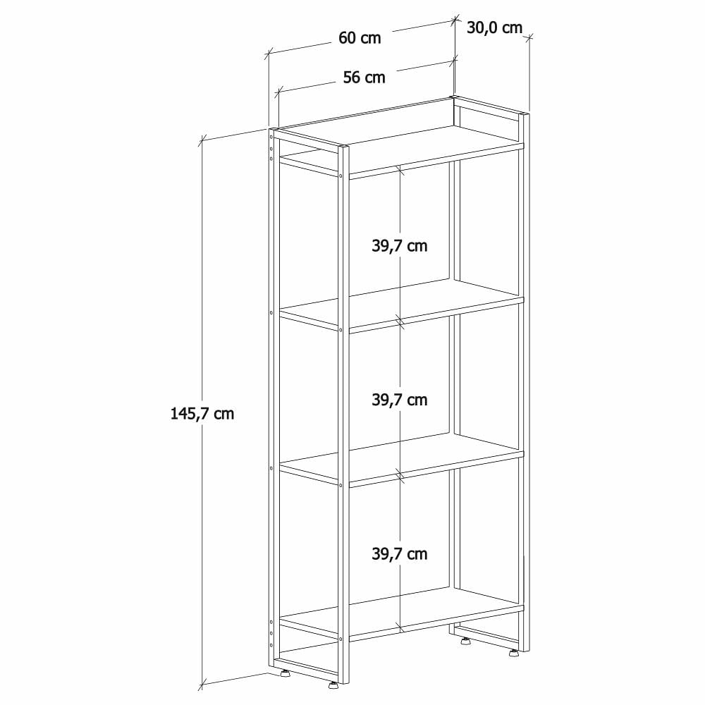 Kit 2 Estantes Multiuso Escritório Industrial 4 Prateleiras Areta 145x60cm C01 Carvalho - Lyam Decor