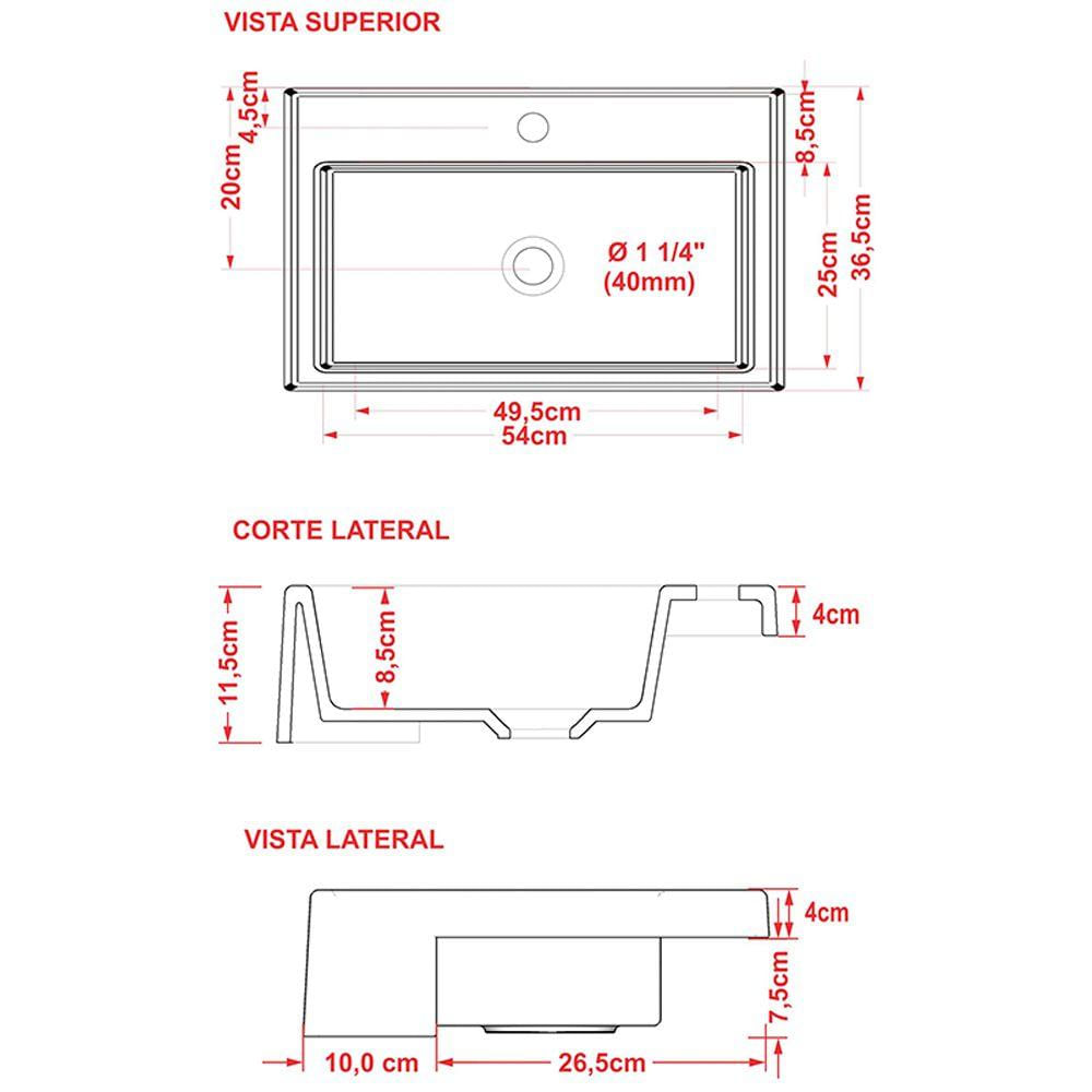 Cuba de Semi Encaixe Retangular C01 Para Banheiro XRT55 Verde Acqua - Lyam Decor