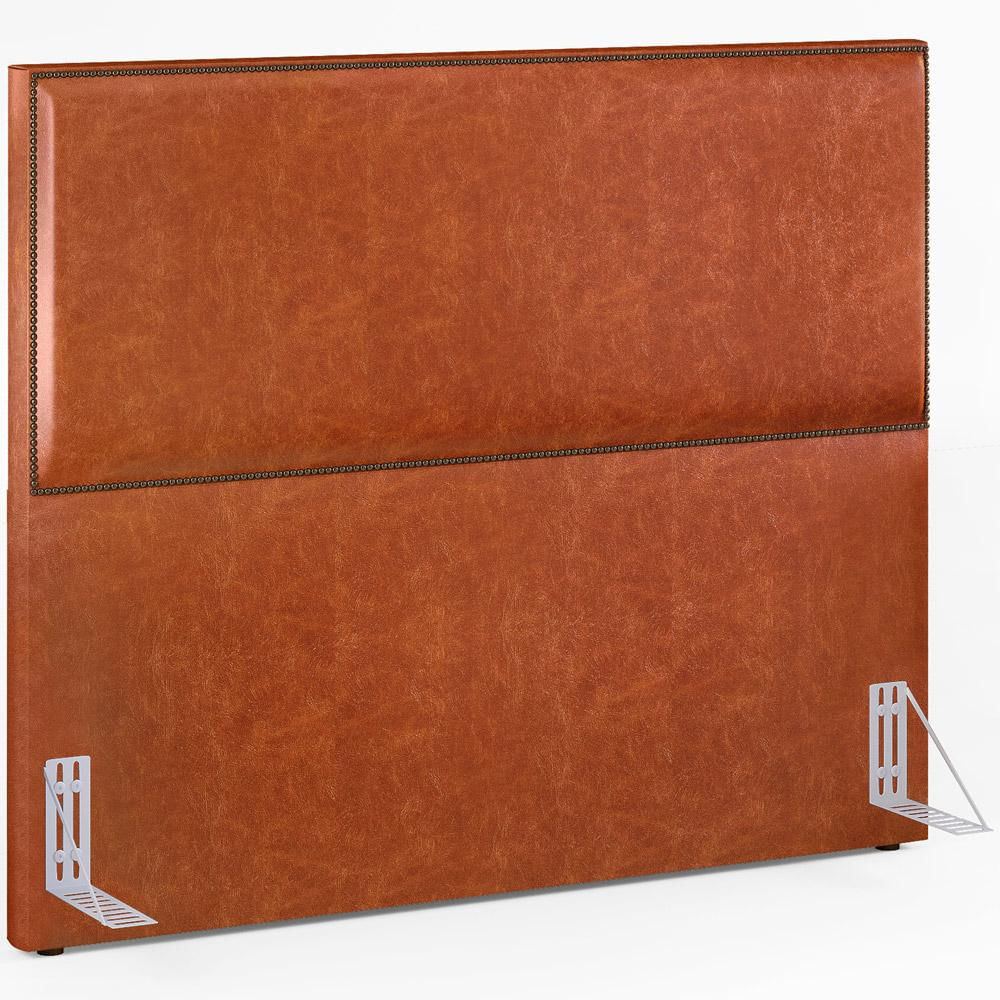 Cabeceira Box Casal King Com Tachas 195 cm Vicenza L02 Couríssimo Camel - Lyam Decor