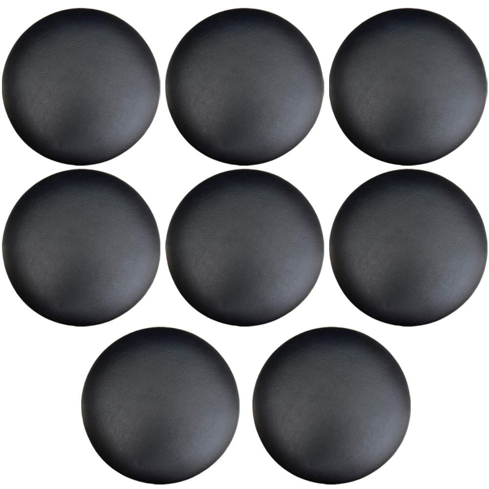 Kit 08 Assentos Redondo Banqueta Cadeira Estofados Poltronas H02 Corino Preto 25 cm - Lyam Decor