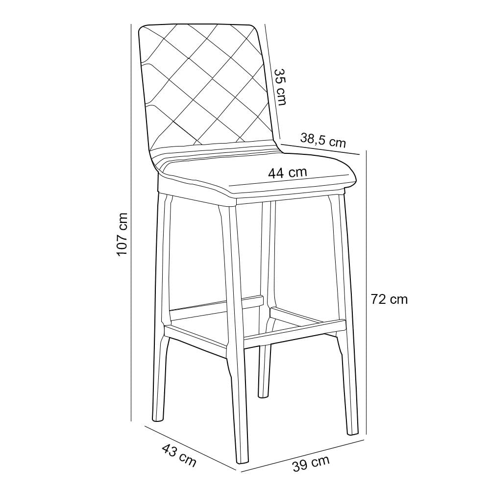 Banqueta Alta Para Cozinha Sala de Jantar Fixa Zoe B04 Couríssimo Camel - Lyam Decor