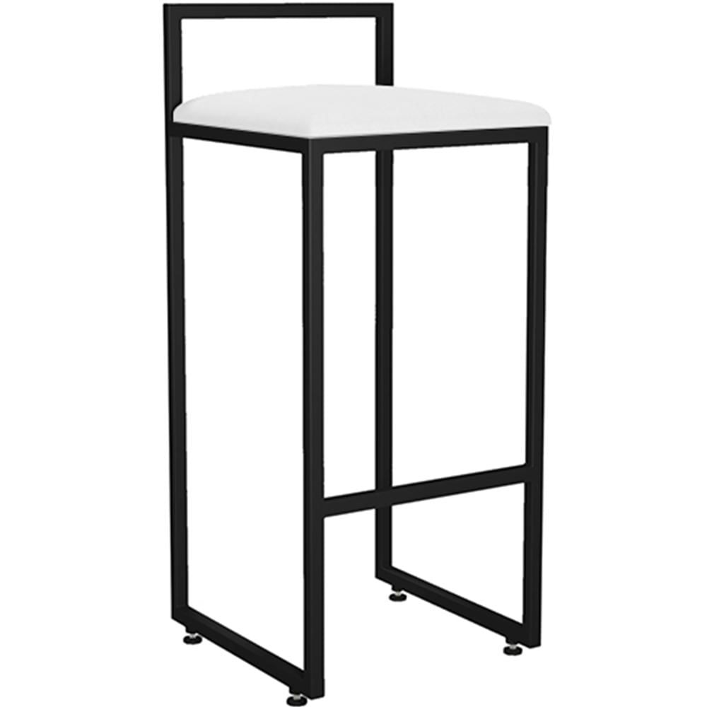 Banqueta Alta Para Cozinha Sala De Jantar Hanna L02 Preto Corano Branco - Lyam Decor