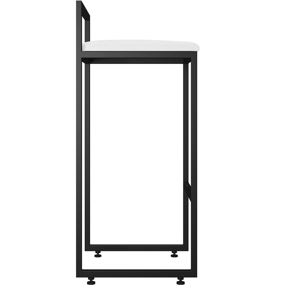 Banqueta Alta Para Cozinha Sala De Jantar Hanna L02 Preto Corano Branco - Lyam Decor