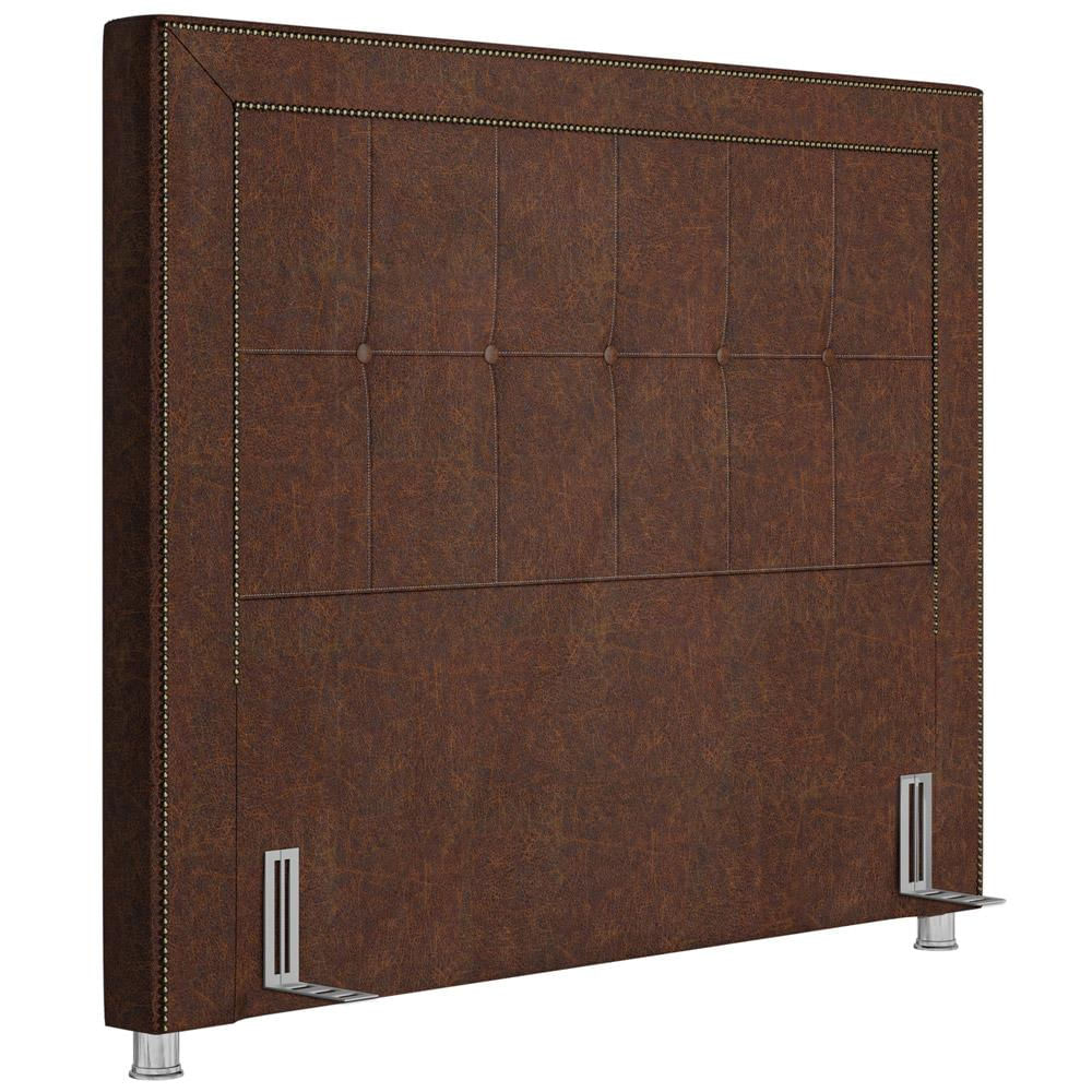 Cabeceira Cama Box Casal 140 cm P05 Atenas Corino Marrom - Lyam Decor