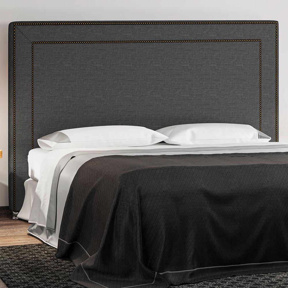 Cabeceira Cama Box Casal 140 cm P05 Berlim Linho Cinza Escuro - Lyam Decor