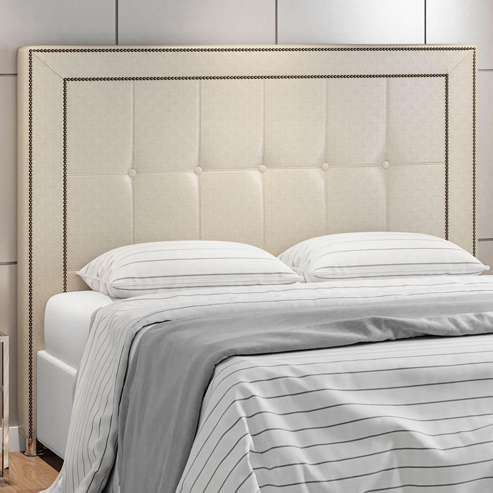 Cabeceira Cama Box Casal King 195 cm P05 Atenas Corino Branco - Lyam Decor