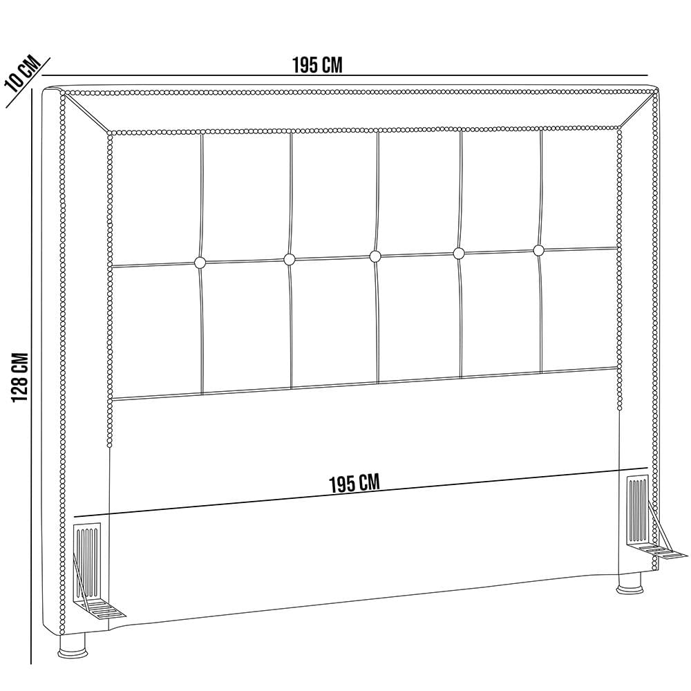 Cabeceira Cama Box Casal King 195 cm P05 Atenas Corino Branco - Lyam Decor