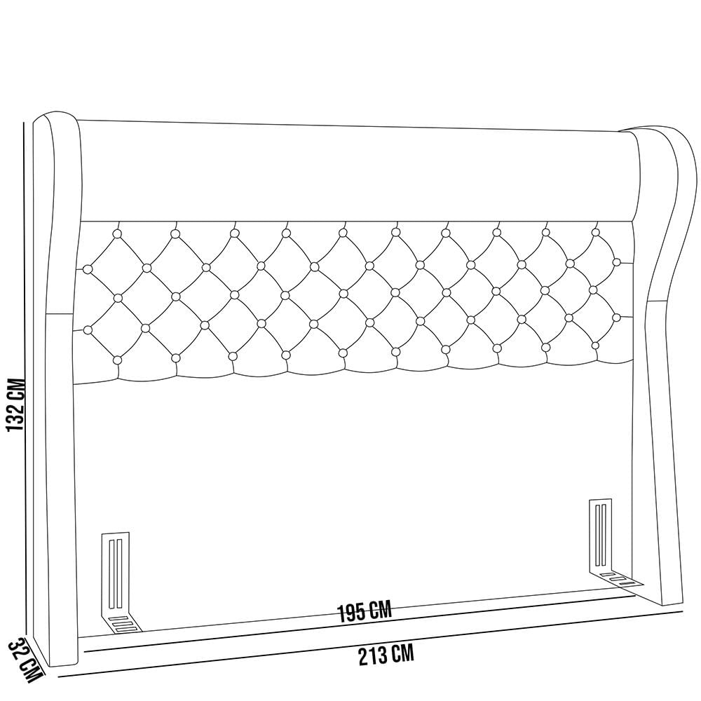 Cabeceira Cama Box Casal King 195 cm P05 Madrid Linho Bege Claro - Lyam Decor