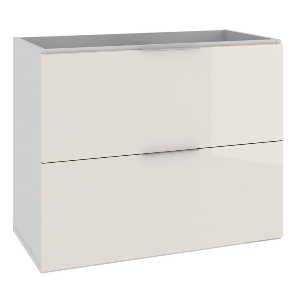 Conjunto Banheiro Gabinete 80cm Com Lavatório E Espelho Pietra B06 Branco Brilho - Lyam Decor