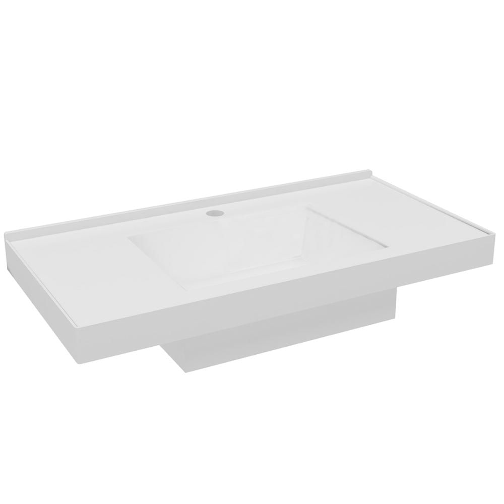 Conjunto Banheiro Gabinete 80cm Com Lavatório E Espelho Pietra B06 Branco Brilho - Lyam Decor