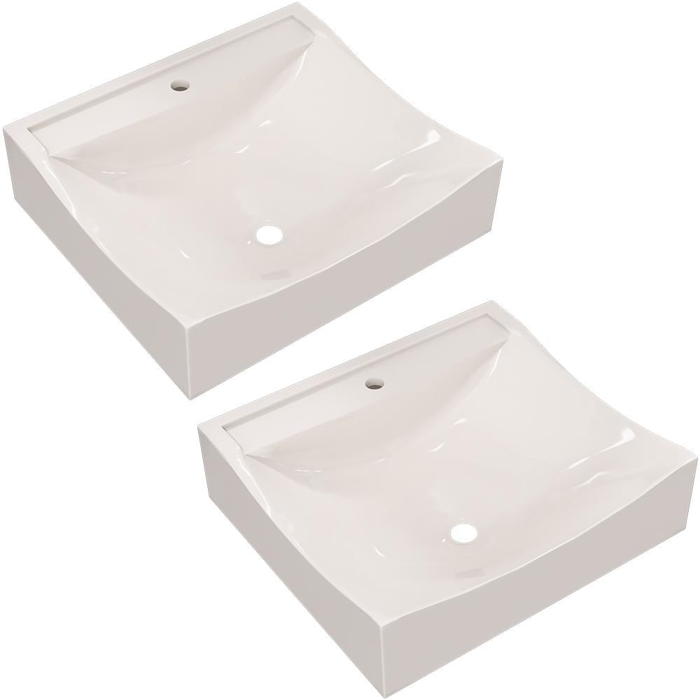 Kit 02 Cubas de Apoio Quadrada Para Banheiro Lavabo C01 Q440 Bege - Lyam Decor