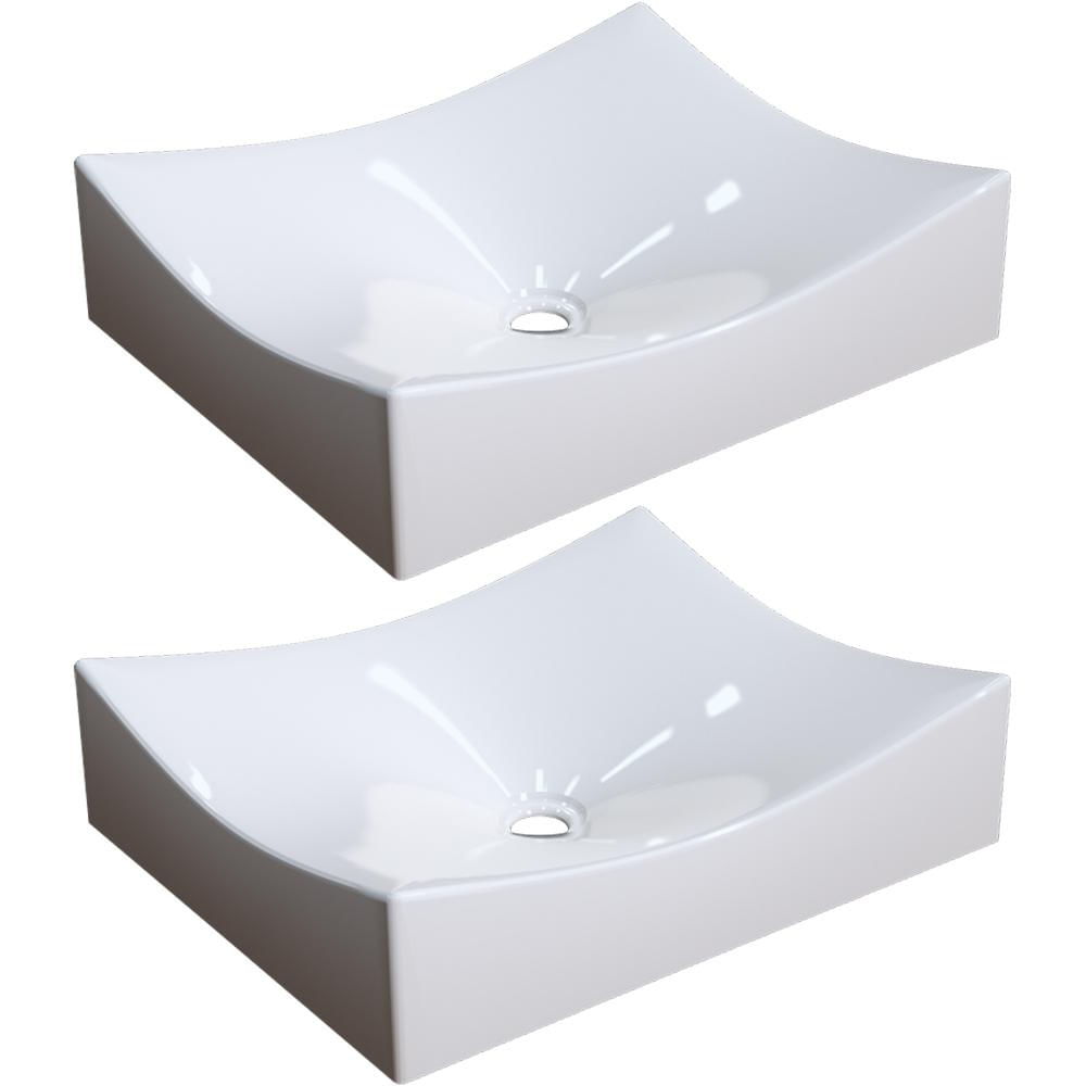 Kit 02 Cubas de Apoio Retangular Para Banheiro Lavabo C01 ML44W Bege - Lyam Decor